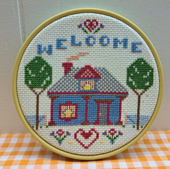 "Welcome Home" Cross Stitch Wall Hanging - Picture 1 of 3